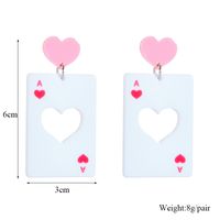 Cartoon Style Cute Poker Heart Shape Arylic Hollow Out Women's Drop Earrings main image 2