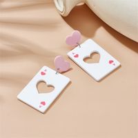 Cartoon Style Cute Poker Heart Shape Arylic Hollow Out Women's Drop Earrings main image 5