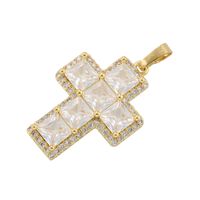 Glam Luxurious Shiny Cross 18k Gold Plated Zircon Copper Wholesale Pendants sku image 1