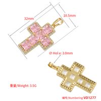 Glam Luxurious Shiny Cross 18k Gold Plated Zircon Copper Wholesale Pendants main image 9