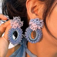 Sweet Oval Flower Artificial Crystal Glass Women's Drop Earrings main image 5