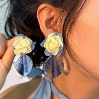 Sweet Oval Flower Artificial Crystal Glass Women's Drop Earrings main image 3