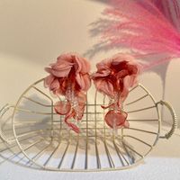 Simple Style Flower Artificial Crystal Cloth Patchwork Women's Drop Earrings main image 3
