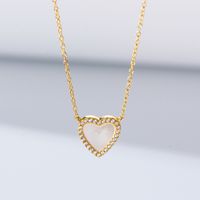 Ins Style Korean Style Heart Shape Sterling Silver Inlay Shell Zircon Pendant Necklace sku image 1