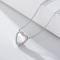 Ins Style Korean Style Heart Shape Sterling Silver Inlay Shell Zircon Pendant Necklace main image 5