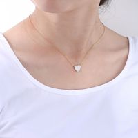 Ins Style Korean Style Heart Shape Sterling Silver Inlay Shell Zircon Pendant Necklace main image 3