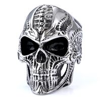 Retro Exaggerated Punk Skull 304 Stainless Steel Men'S Rings sku image 5