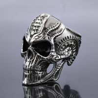 Retro Exaggerated Punk Skull 304 Stainless Steel Men'S Rings main image 6