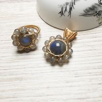 Simple Style Flower Natural Stone Crystal Plating 14k Gold Plated Rings Earrings main image 3