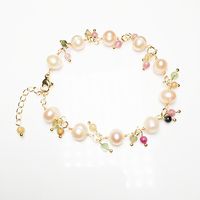 Simple Style Geometric Freshwater Pearl Mixed Materials Tourmaline Bracelets main image 5