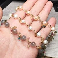 Simple Style Geometric Freshwater Pearl Mixed Materials Tourmaline Bracelets main image 2