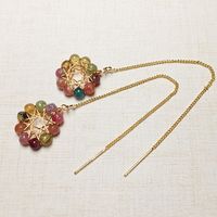 1 Pair Modern Style Flower Tourmaline Alloy Earrings sku image 2