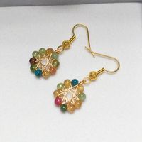 1 Pair Modern Style Flower Tourmaline Alloy Earrings sku image 1