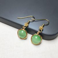1 Pair Ethnic Style Geometric Copper Inlay Crystal Freshwater Pearl 18k Gold Plated Drop Earrings main image 5