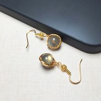 1 Pair Ethnic Style Geometric Copper Inlay Crystal Freshwater Pearl 18k Gold Plated Drop Earrings sku image 4