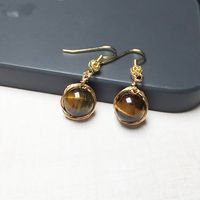 1 Pair Ethnic Style Geometric Copper Inlay Crystal Freshwater Pearl 18k Gold Plated Drop Earrings sku image 3