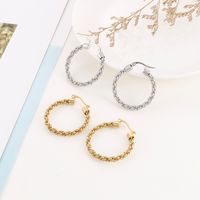 1 Pair Simple Style Streetwear Twist Plating Stainless Steel 18K Gold Plated Rose Gold Plated Earrings main image 9