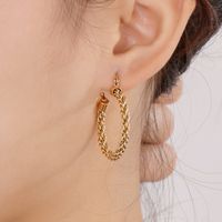 1 Pair Simple Style Streetwear Twist Plating Stainless Steel 18K Gold Plated Rose Gold Plated Earrings main image 6