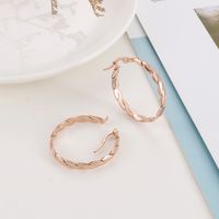 1 Pair Simple Style Streetwear Twist Plating Stainless Steel 18K Gold Plated Rose Gold Plated Earrings main image 6