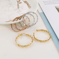 1 Pair Simple Style Streetwear Twist Plating Stainless Steel 18K Gold Plated Rose Gold Plated Earrings main image 10