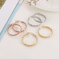 1 Pair Simple Style Streetwear Twist Plating Stainless Steel 18K Gold Plated Rose Gold Plated Earrings main image 8