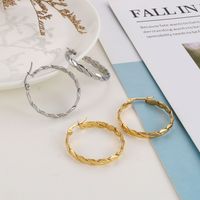 1 Pair Simple Style Streetwear Twist Plating Stainless Steel 18K Gold Plated Rose Gold Plated Earrings main image 7