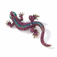 Retro Gecko Alloy Inlay Rhinestones Unisex Brooches sku image 4