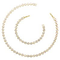 Elegant Glam Luxurious Heart Shape Brass Plating Inlay Zircon 18k Gold Plated Bracelets Necklace main image 1