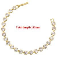 Elegant Glam Luxurious Heart Shape Brass Plating Inlay Zircon 18k Gold Plated Bracelets Necklace main image 4