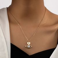 Simple Style Planet Alloy Plating Inlay Artificial Diamond Women's Pendant Necklace main image 1