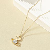 Simple Style Planet Alloy Plating Inlay Artificial Diamond Women's Pendant Necklace main image 3