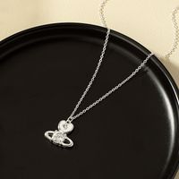 Simple Style Planet Alloy Plating Inlay Artificial Diamond Women's Pendant Necklace sku image 2