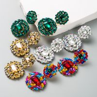 Elegant Glam Luxurious Round Alloy Rhinestone Rhinestones Gold Plated Women's Drop Earrings main image 1