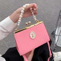 Women's Medium Pu Leather Solid Color Elegant Classic Style Sewing Thread Shell Buckle Shoulder Bag Crossbody Bag Dome Bag main image 4