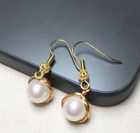 1 Pair Ethnic Style Geometric Copper Inlay Crystal Freshwater Pearl 18k Gold Plated Drop Earrings sku image 11