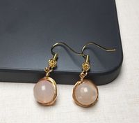 1 Pair Ethnic Style Geometric Copper Inlay Crystal Freshwater Pearl 18k Gold Plated Drop Earrings sku image 8