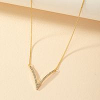 Modern Style V Shape Alloy Plating Inlay Artificial Diamond Women's Pendant Necklace main image 4