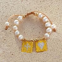 Casual Cross Peach Freshwater Pearl Glass Beaded Braid Bracelets sku image 3