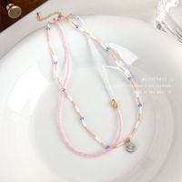 Fashion Spring And Summer Sweet Pink Twin Colorful Beaded Alloy Necklace sku image 43