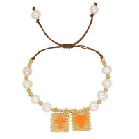 Casual Cross Peach Freshwater Pearl Glass Beaded Braid Bracelets sku image 13