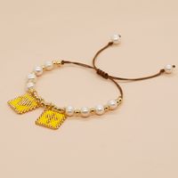 Casual Cross Peach Freshwater Pearl Glass Beaded Braid Bracelets main image 5