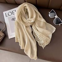 Women's Classic Style Solid Color Voile Patchwork Shawl main image 2