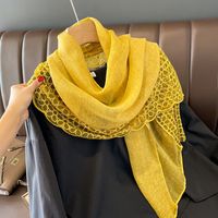 Women's Classic Style Solid Color Voile Patchwork Shawl sku image 6