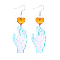 Modern Style Hand Heart Shape Arylic Women's Drop Earrings sku image 1