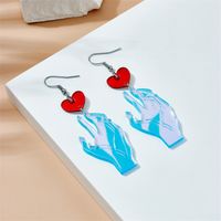 Modern Style Hand Heart Shape Arylic Women's Drop Earrings main image 4