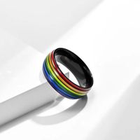 Cartoon Style Rainbow Titanium Steel Enamel Rings main image 2