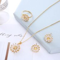 Copper Vintage Style Plating Inlay Flower Artificial Crystal Necklace Earrings Rings main image 1