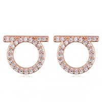 1 Paire Style Simple Rond Acier Inoxydable Incruster Zircon Boucles D'oreilles main image 3