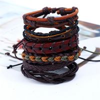 Retro Geometric Leather Handmade Men's Bracelets main image 4