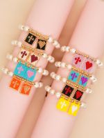 Casual Cross Peach Freshwater Pearl Glass Beaded Braid Bracelets main image 5